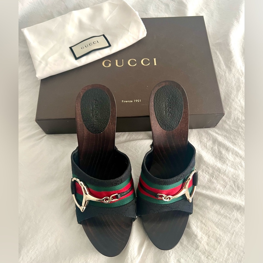 👑✅PRICE FIRM✅ AUTHENTIC Gucci Web Horsebit Black Heels - Picture 3 of 17